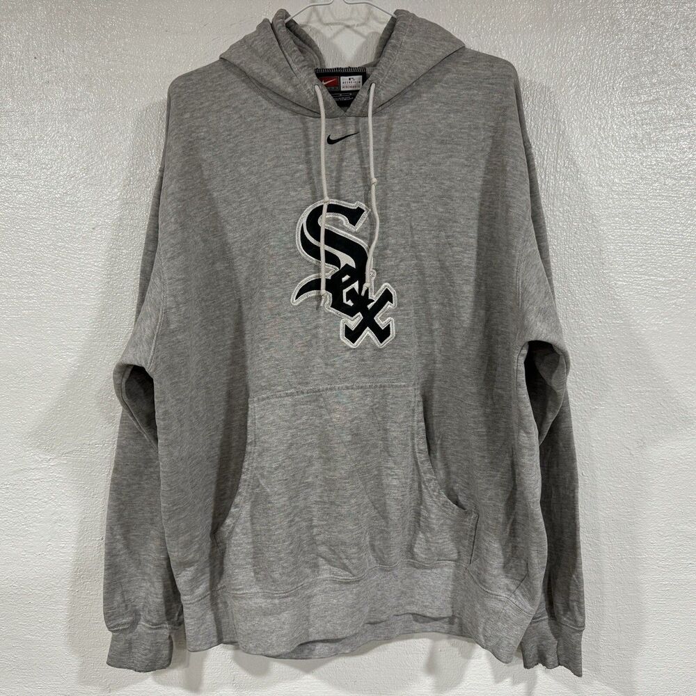 Vintage Nike Chicago White Sox Center Swoosh Hoodie Pullover Size L Mens Grey